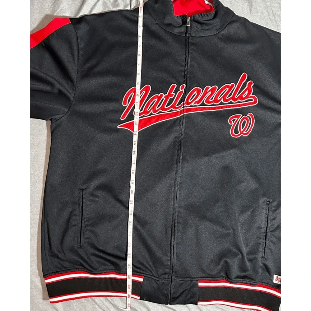 Washington Nationals MLB Full Zip Black & Red Jacket Stitches Sz XL